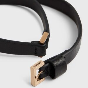 All Saints Black Leather Wrap Bracelet with Gray Pouch